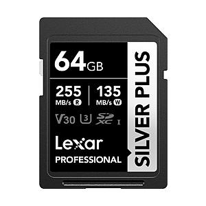 LEXAR Lexar SDXCカード Professional SILVER PLUSシリーズ V30 UHS-I U3 読出速度 最大255MB/s   LSDSIPL064G-BNNPJ ［64GB］ | 