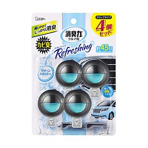 エステー クルマの消臭力 クリップタイプ クリーンスカッシュ 3.2ml×4個セット [車用 消臭剤 芳香剤]  クリーンスカッシュ | エステー
