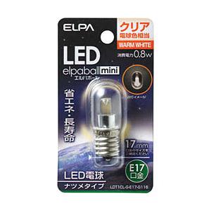 ELPA LED電球 「エルパボールミニ」（ナツメ形／電球色相当・口金E17）　LDT1CL-G-E17-G116 | ELPA