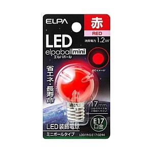 ELPA LED装飾電球 「LEDエルパボールmini」（ミニボール電球形［G30形］・1.2W／赤色・口金E17）　LDG1R-G-E17-G244 | ELPA
