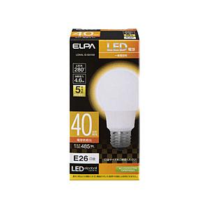 ELPA ＬＥＤ電球 A形タイプ 40W相当 LDA5L-G-G5102 ［E26 /電球色 /1個 /40W相当 /一般電球形 /広配光タイプ］ | ELPA