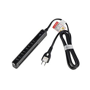 ELPA 電源タップ　耐雷スリム回転タップ　４個口   WBS-SL402SB(BK) ［2.0m /4個口 /スイッチ無］ | ELPA