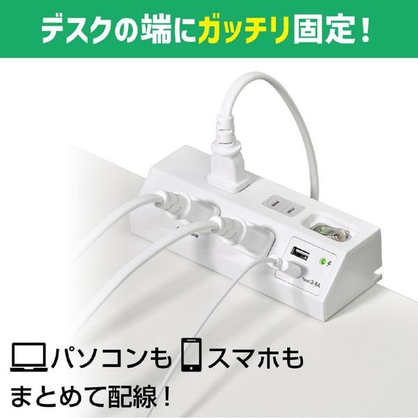 ELPA ＵＳＢタップ　４個口　２ポート２．４Ａ   WLS-DS4232SUA(W) ［2.0m /4個口 /スイッチ付き（一括） /2ポート］ 【864】 | ELPA | 03