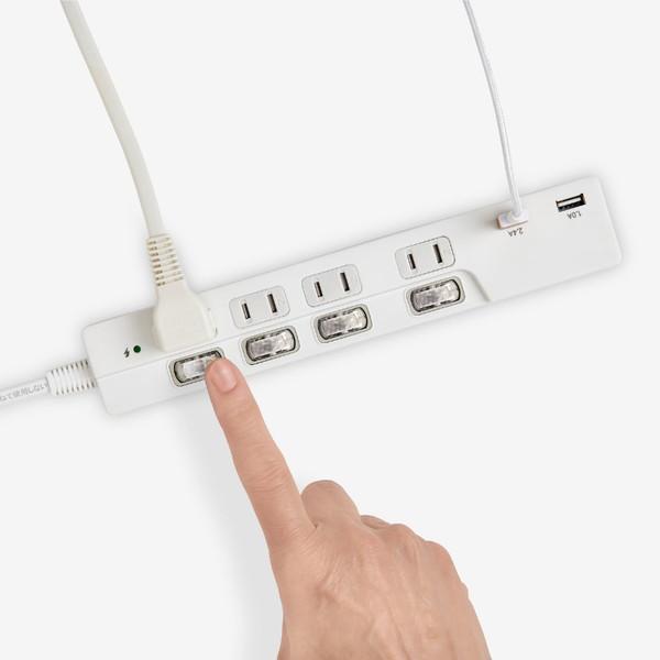 ELPA 耐雷ＵＳＢコード付きタップ  WBK4232SUAW   WBK-4232SUA(W) ［2ポート］ | ELPA | 04