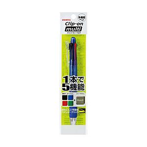 ゼブラ マルチ パック入り 多機能ボールペン クリップ-オン 青 P-B4SA1-BL ［0.7mm］ | ZEBRA