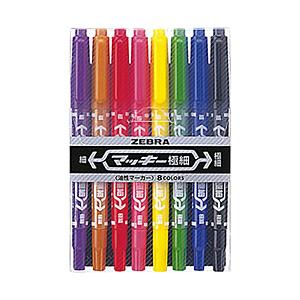 ゼブラ ［油性マーカー］ マッキー極細 8色セット MCF-8C | ZEBRA