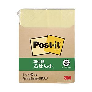 3Mジャパン ポスト・イット　75X14mm　100枚X4パッド　イエロー　（400枚） | 