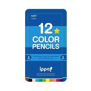 トンボ鉛筆 スライド缶入色鉛筆 12色セット ippo!(イッポ) プレーン Blue CL-RPM0412C | トンボ鉛筆