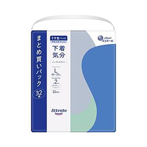 大王製紙 Attento（アテント）うす型パンツ 下着気分 Lサイズ 32枚  シンプルホワイト 【864】 | 