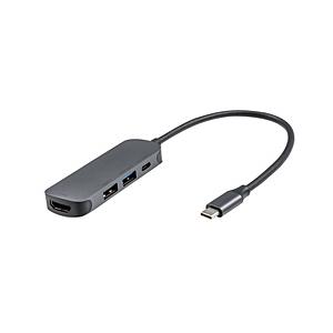 Nakabayashi 映像変換アダプタ [USB-C オス→メス HDMI /USB-Aｘ2＋USB-Cメス(給電用 PD60W対応)] 4K対応 グレー UD-C04GY ［4K］ 【864】 | ナカバヤシ