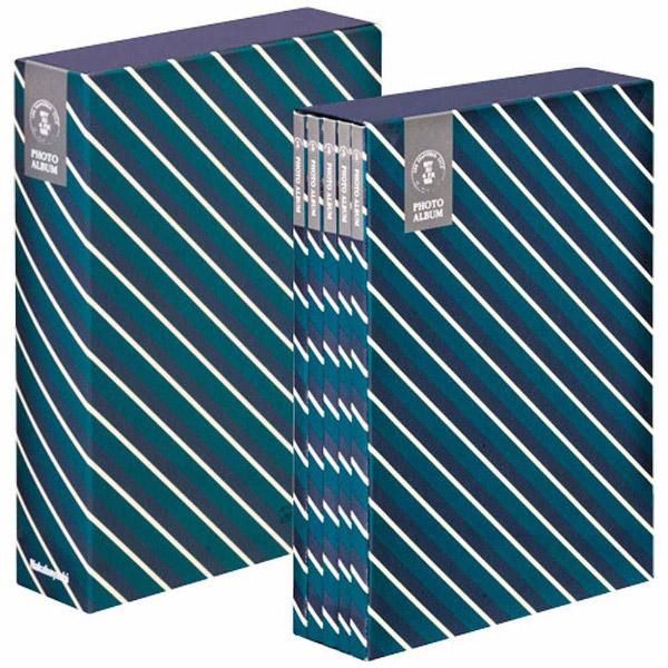 Nakabayashi 5冊組ソフトボックスアルバム シンプル柄 ストライプ （ブルー）5PL-270-33-B | ナカバヤシ | 01