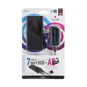 Nakabayashi USB2.0ハブ［7ポート・セルフパワー・Mac／Win］　Digio2　ブラック　UH-2434BK | ナカバヤシ