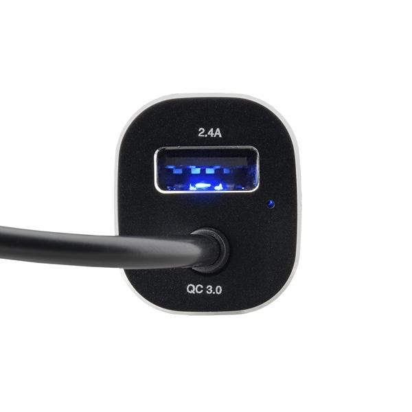 Nakabayashi カーチャージャー QC3.0対応Type-Cケーブル＋USBポート搭載 ブラック JYUDCU01BK | ナカバヤシ | 05