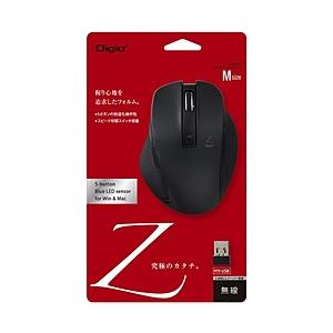 Nakabayashi ワイヤレスBlueLEDマウス [USB 2.4GHz・Win／Mac]　Zシリーズ　（Mサイズ・5ボタン）　ブラック　MUS-RKF129BK | ナカバヤシ