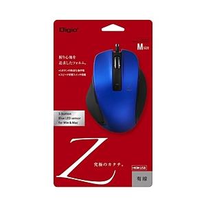 Nakabayashi 有線BlueLEDマウス [USB 1.5m・Win／Mac]　Zシリーズ　（Mサイズ・5ボタン）　ブルー　MUS-UKF130BL | ナカバヤシ
