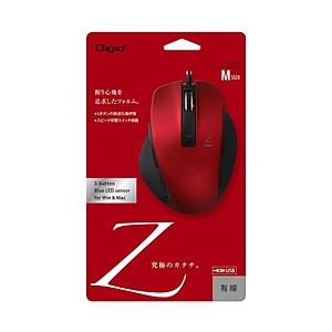 Nakabayashi 有線BlueLEDマウス [USB 1.5m・Win／Mac]　Zシリーズ　（Mサイズ・5ボタン）　レッド　MUS-UKF130R | ナカバヤシ