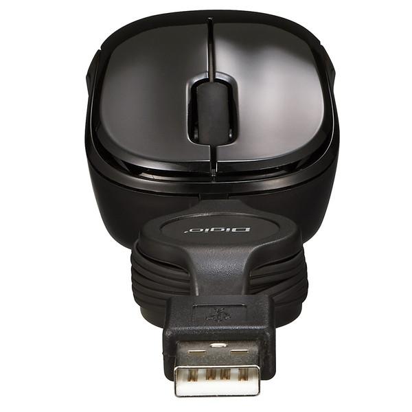 Nakabayashi マウス くるんとmini ブラック MUS-UKT166BK ［BlueLED /有線 /3ボタン /USB］ | ナカバヤシ | 05