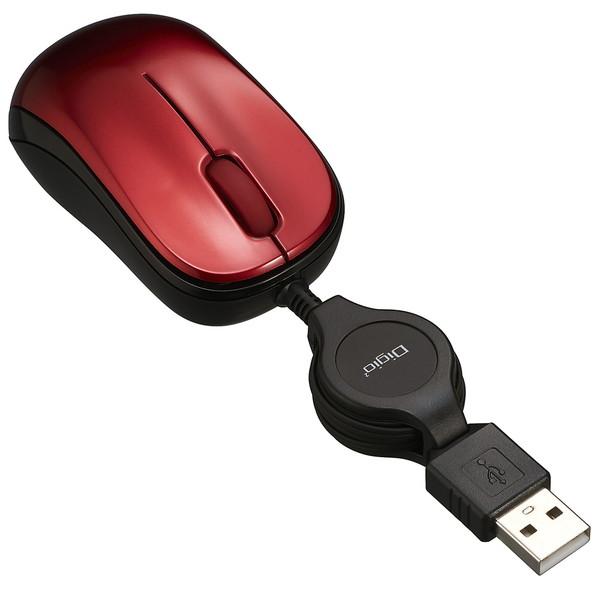 Nakabayashi マウス くるんとmini レッド MUS-UKT166R ［BlueLED /有線 /3ボタン /USB］ | ナカバヤシ | 02