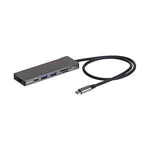 ［USB-C オス→メス カードスロットｘ2 / HDMI / USB-Aｘ2 / USB-C］USB PD対応 100W ドッキングステーション  グレー UD-C01LGY ［USB Power Delivery対応］ | ナカバヤシ
