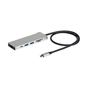 ［USB-C オス→メス カードスロットｘ2 / HDMI / USB-Aｘ2 / USB-C］USB PD対応 100W ドッキングステーション  シルバー UD-C01LSL ［USB Power Delivery対応］ | ナカバヤシ