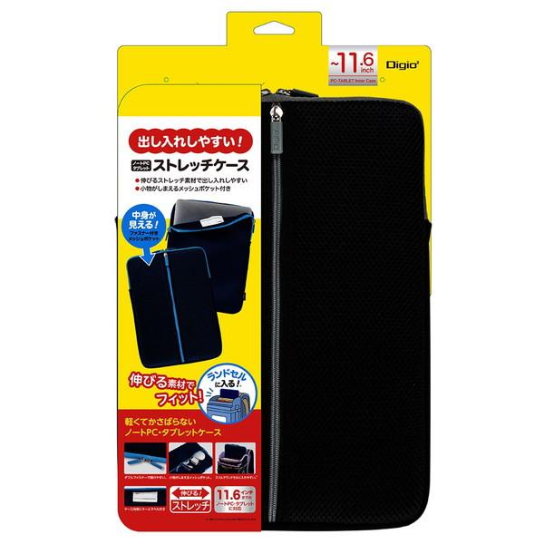 Nakabayashi ノートパソコン / タブレットPC対応［〜11.6インチ］ ストレッチケース  ブラック SZC-TCF116BK | ナカバヤシ | 07
