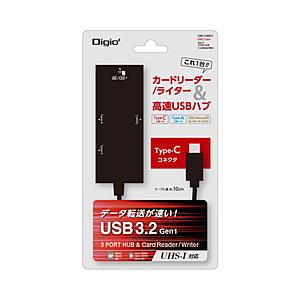 Nakabayashi ［USB-C オス→メス カードスロットｘ2 / USB-Aｘ2 / USB-C］変換アダプタ  ブラック COM-C3SD073BK | ナカバヤシ