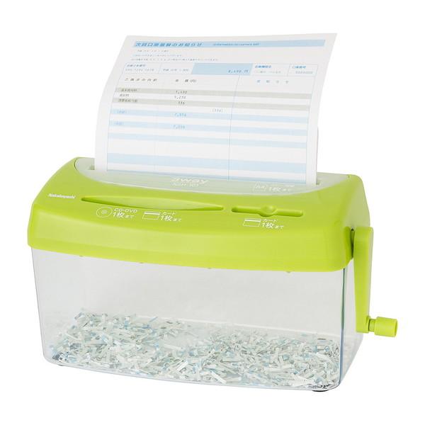 Nakabayashi NSH-101GN ハンドシュレッダー 3Way ハンドシュレッダ クルッキルクロス グリーン [クロスカット /A4サイズ /CDカット対応] | ナカバヤシ | 01