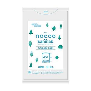日本サニパック 環境配慮型ゴミ袋 nocoo(ノクー)  CN45 ［45L /50枚 /半透明］ | 
