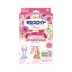 白元 ミセスロイドフローラル クローゼット・洋服ダンス用 3個入 1年防虫 フローラルブーケの香り | 