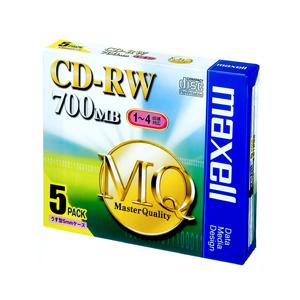 maxell CDRW80MQ.S1P5S　1〜4倍速対応　データ用CD-RWメディア（700MB・5枚入） | maxell