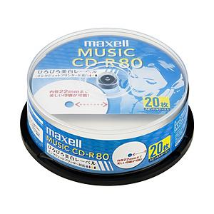 maxell CDRA80WP.20SP　（音楽用CD-R/80分/20枚/インクジェットプリンタ対応/ホワイト） | maxell
