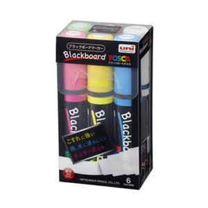 三菱えんぴつ [水性マーカー]ブラックボードポスカ 極太角芯 6色セット PCE50017K6C | 三菱鉛筆