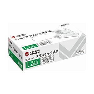 山崎産業 コンドルC プラスチック手袋 パウダーフリー 100枚入り L  半透明 19801 | 山崎産業