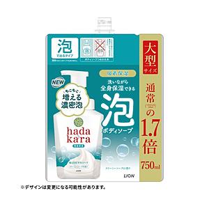 LION hadakara（ハダカラ）ボディソープ 泡で出てくるタイプ つめかえ用 大型サイズ 750mL  レギュラー（クリーミーソープの香り） | LION