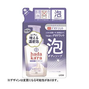 LION hadakara (ハダカラ) 泡で出てくる 薬用デオドラント ボディソープ ハーバルソープの香り 詰め替え 440ml 増える泡 ボディーソープ 医薬部外品 | LION