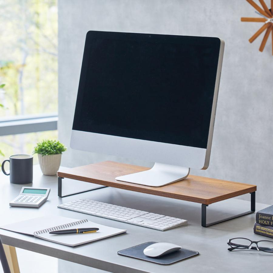 リヒトラブ モニタースタンド [W590ｘD250ｘH80mm] ブラウン A-8001-9 | LIHIT LAB. | 02