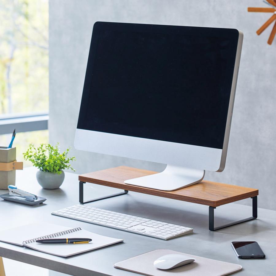 リヒトラブ モニタースタンド [W500ｘD200ｘH80mm] ブラウン A-8002-9 | LIHIT LAB. | 02