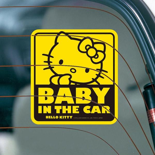 セイワ KT341　車内用品　ハローキティ　車用メッセージステッカー　ハローキティB＆G　2枚入り「BABY IN THE CAR」内外貼り兼用タイプ | SEIWA | 02
