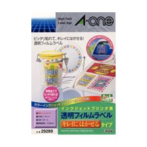 エーワン 29289 (インクジェットプリンタラベル 透明フィルム キレイにはがせるタイプ A4判 ノーカット/5シート ) | エーワン