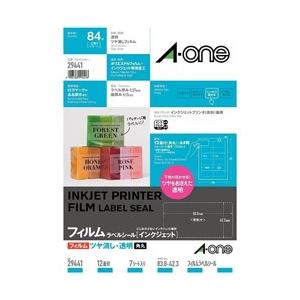 エーワン ラベルシール ツヤ消シフィルム・透明[インクジェット用](A4ハガキサイズ・7シート・84片) 29441 | エーワン