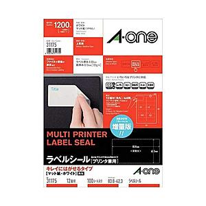 エーワン 31175 (マルチプリンタラベル/A4判 12面/100シート/使い方いろいろ) | エーワン