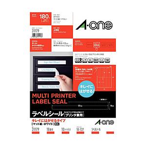 エーワン 31179　ラベルシール（プリンタ兼用/キレイにはがせるタイプ/A4判/18面） 【864】 | エーワン