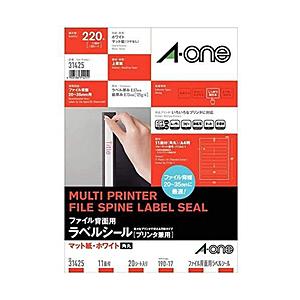 エーワン 31425(FileAccessories/ファイル背ラベル/しっかり貼れるタイプ/190×17/A4/1シート11面/20枚入) | エーワン