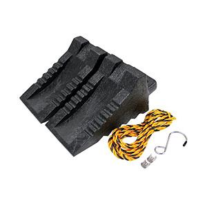 大自工業 FT-25　メルテック　車用　タイヤストッパー　プラスチック製　ブラック　2個入り　一般乗用車/トラック全般/農機/建機対応　連結ロープ付き | 大自工業