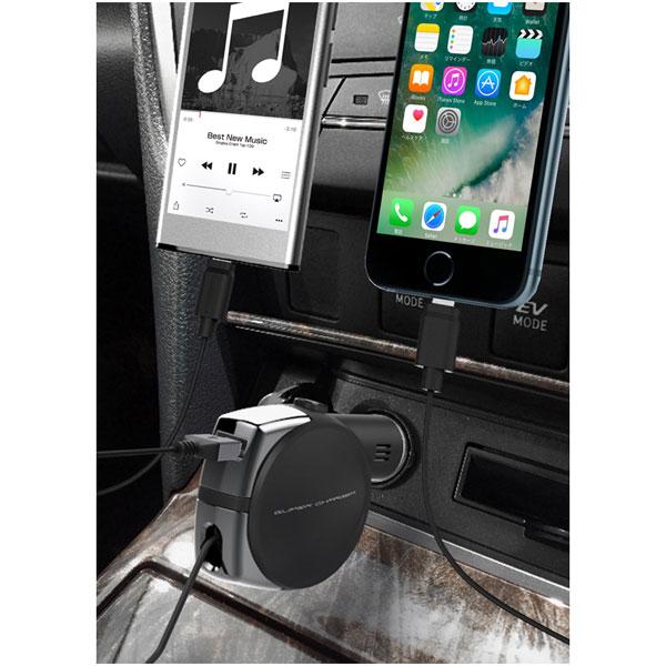 カシムラ KL80　DC充電器リール式　USBポート、インジケーター付　4.8A KL-80 【864】 | Kashimura | 03