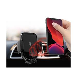 ワイヤレス充電自動開閉ホルダー＜キャパシタ内蔵/自動開閉/ワイヤレス充電/急速充電対応/エアコンクリップ式＞  ブラック KW-17 ［Quick Charge対応 /ワイヤ… | Kashimura