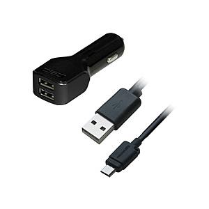 カシムラ DC-2.4A-USB 2ポート 自動識別 microUSBケーブル  ブラック DC-008 ［2ポート］ | Kashimura