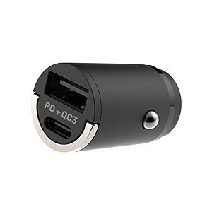 カシムラ 超コンパクトUSBソケット　USB-A+Type-C　2ポート　PD+QC3  ブラック DC-037 ［2ポート /Quick Charge対応］ | Kashimura