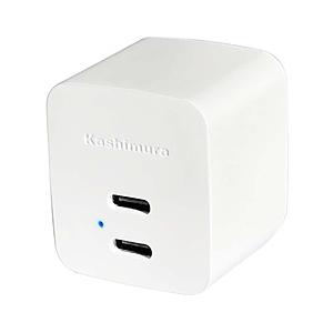 カシムラ AC充電器　コンパクト　Type-C2ポート  ホワイト AC-036 ［2ポート］ | Kashimura