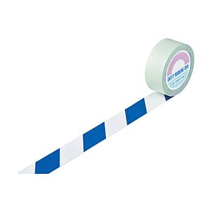 日本緑十字 緑十字　ガードテープ（ラインテープ）　白／青（トラ柄）　５０ｍｍ幅×２０ｍ